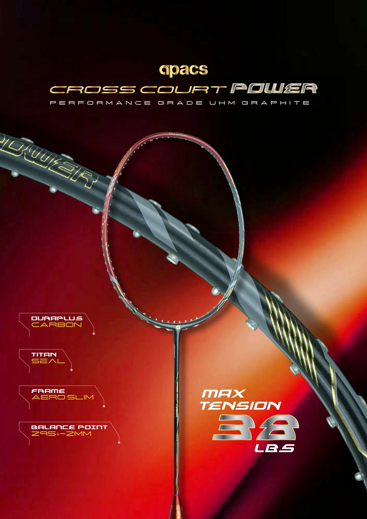 APACS CROSS COURT POWER EDITION BADMINTION RACKET